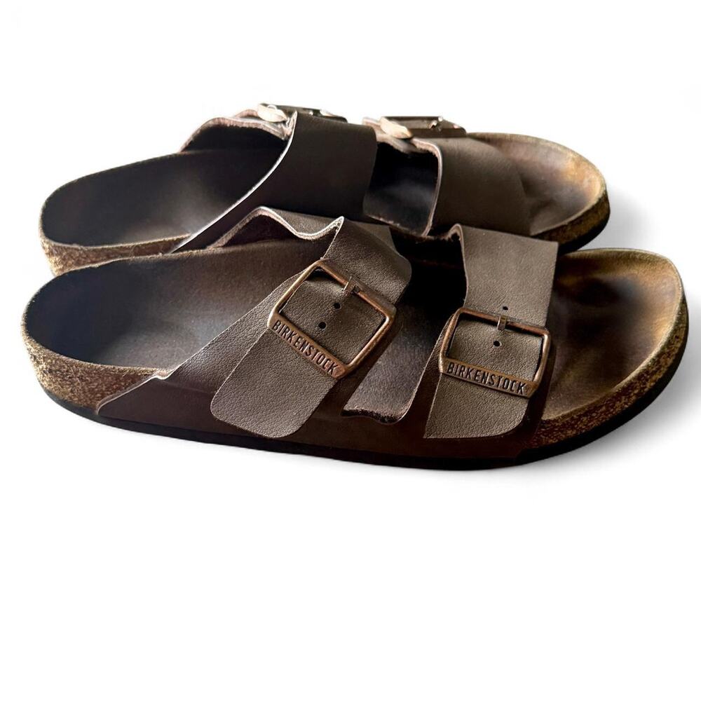 Birkenstock Brown Leather Birkibuc Arizona Double Strap Unisex Sandals Sz EU 40